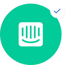 Ein grüner Kreis mit einem Smiley-Symbol.