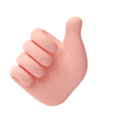 Eine 3D-Illustration einer Hand, die auf einem transparenten Hintergrund eine Daumen-hoch-Geste macht.