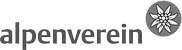 Alpenverein-Logo auf weißem Hintergrund prominent auf der Homepage platziert.