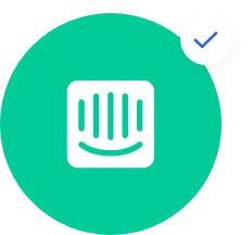 Ein grüner Kreis mit einem Smiley-Symbol.