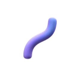 Ein gebogenes, glattes Objekt mit Farbverlauf in Blau- bis Lilatönen vor einem schlichten Hintergrund.