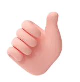Eine 3D-Illustration einer Hand, die auf einem transparenten Hintergrund eine Daumen-hoch-Geste macht.