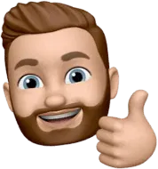 Eine Zeichentrickfigur mit braunem Haar und Bart, die lächelnd den Daumen hoch zeigt.