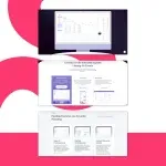 Drei Screenshots der Benutzeroberfläche der Veranstaltungsplanungssoftware Covento werden auf einem rosa-weißen Hintergrund angezeigt.